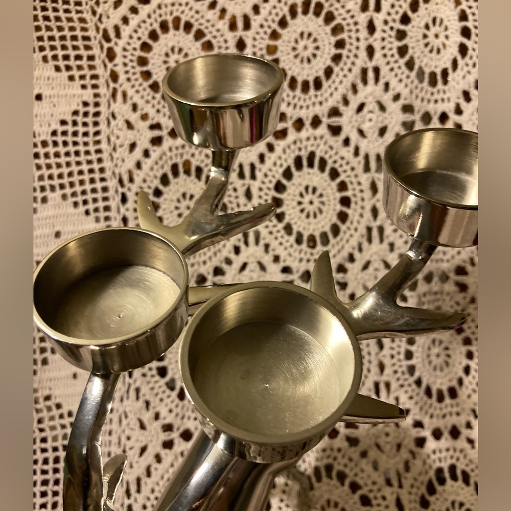 Reindeer Christmas Winter Tealight Candle Holder - Metal Tall Decor - Picture 12 of 15
